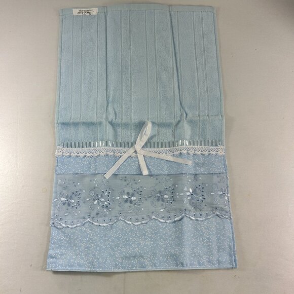 Dohler Embellished Hand Towel Lace Ribbon Pale Blue Decorative 19.5" X 12.5" - Picture 3 of 10